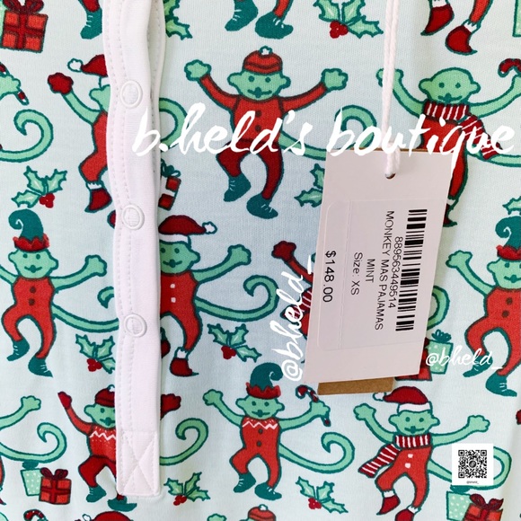 Roller Rabbit Monkey Mas Pajamas in Mint Green Size X-Small (XS) Brand New NWT - Picture 5 of 16